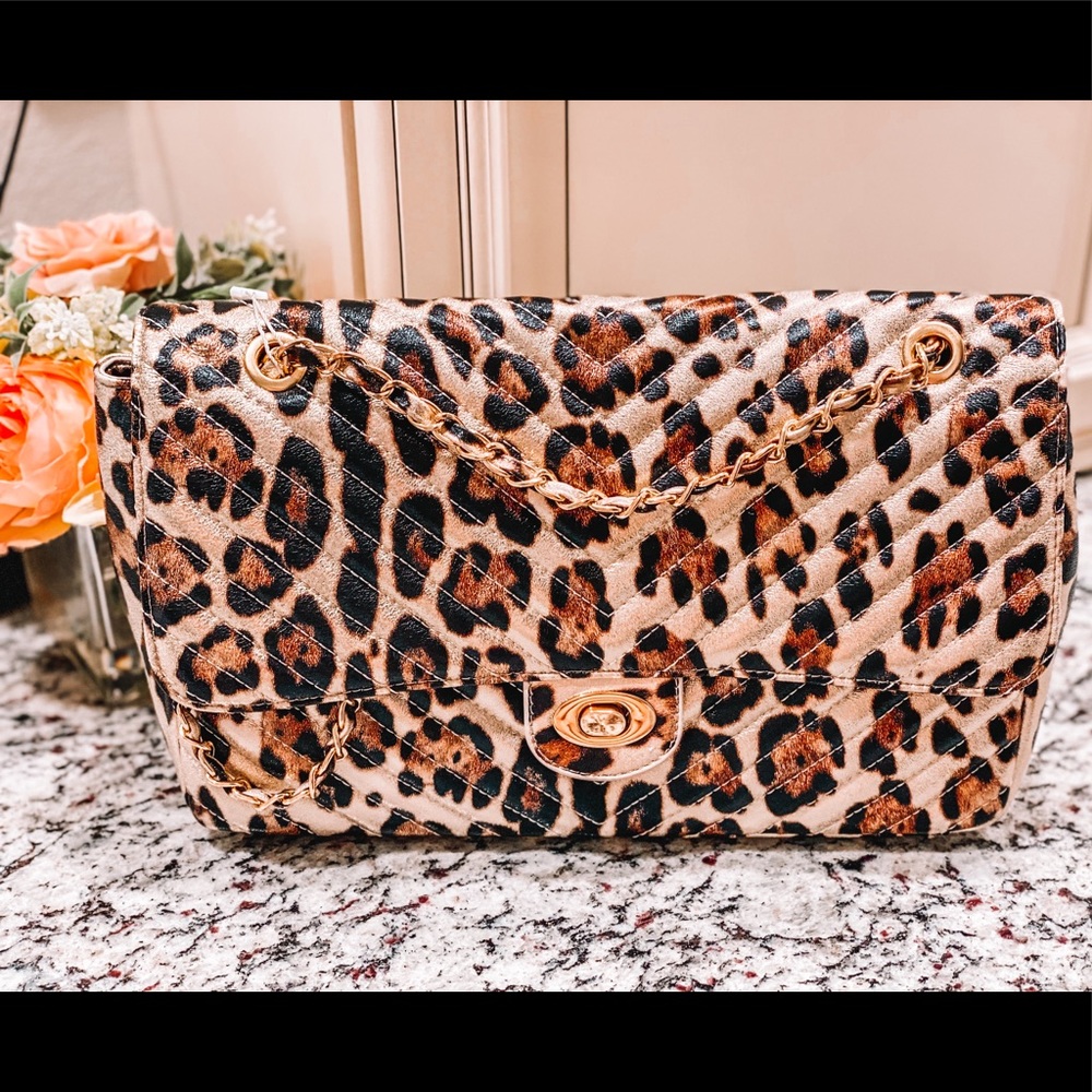 Large quilted leopard crossbody
